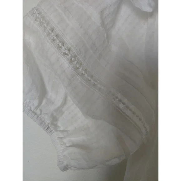 Divided H &M Womens Crop top White Elastic Arms / White Cotton Summer Top Size M - Picture 4 of 5